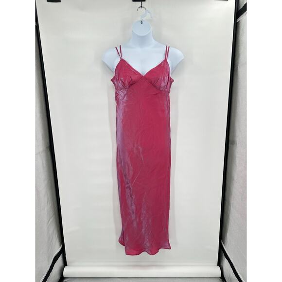 Babydoll Slip Dress Large Iridescent‎ Pink Maxi Prom Feminine Coquette Formal - Picture 1 of 8